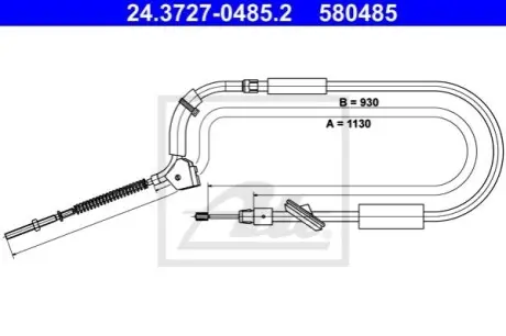 Трос стояночного гальма передн Лів/Прав (1130мм) MERCEDES A (W169) 1.5-Electric 09.04-06.12 ATE 24372704852