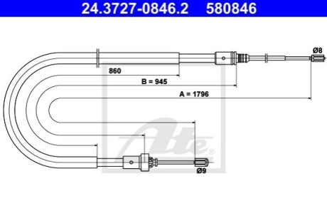 Трос ручного гальма - 24.3727-0846.2 (4745Z3) ATE 24372708462 (фото 1)