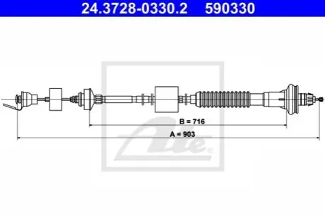 Трос зчеплення (903мм/672мм) CITROEN XSARA PICASSO 1.6-2.0D 12.99-12.11 ATE 24372803302