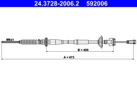 Трос зчеплення (673мм) SUBARU JUSTY III SUZUKI IGNIS II 1.5 09.03 ATE 24.3728-2006.2
