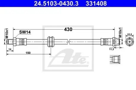 Тормозной шланг BMW 316 00-03 /L+P/ ATE 24510304303