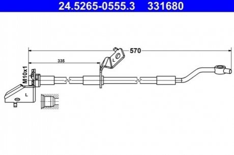 Тормозной шланг (передний) Kia Sportage 10- ATE 24526505553 (фото 1)