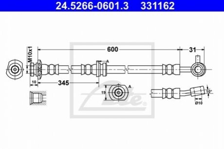 Шланг гальмівний - 24.5266-0601.3 (46210JD000) ATE 24526606013