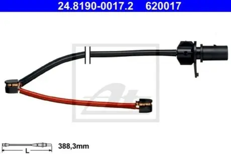 Датчик зносу гальмівних колодок передн AUDI A4 B7, A4 B8, A5, R8, R8 SPYDER 4.2/5.2 09.05-01.17 ATE 24.8190-0017.2