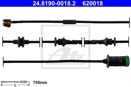 Датчик зносу гальмівних колодок передн CHEVROLET VIVA OPEL ASTRA G, ASTRA G CLASSIC, ZAFIRA A 1.2-2.2D 02.98-12.09 ATE 24.8190-0018.2
