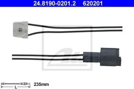 Датчик зносу гальмівних колодок передн BMW 3 (E30), Z1 1.6-2.7 09.82-06.94 ATE 24.8190-0201.2