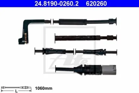 Датчик зносу гальмівних колодок передн BMW 5 GRAN TURISMO (F07), 7 (F01, F02, F03, F04) 3.0/3.0D/4.4 02.08-06.15 ATE 24819002602