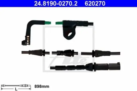 Датчик зносу гальмівних колодок передн BMW X5 (E70), X6 (E71, E72) 3.0/3.0D/4.8 10.06-07.14 ATE 24819002702