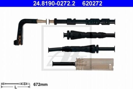 Сигнализатор, износ тормозных колодок ATE 24.8190-0272.2 (фото 1)