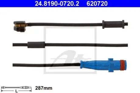 Датчик зносу гальмівних колодок передн OPEL ASTRA H, ASTRA H CLASSIC, ASTRA H GTC, SIGNUM, VECTRA C, VECTRA C GTS, ZAFIRA B 1.2-3.2 04.02 ATE 24819007202