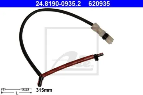 Датчик зносу гальмівних колодок передн PORSCHE CAYMAN 3.4 11.05-06.13 ATE 24819009352