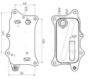 AVA AUDI масляний радіатор (без корпуса) A 4/5/6/7/8, Q7 3.0TFSI 08- AVA COOLING AI3460