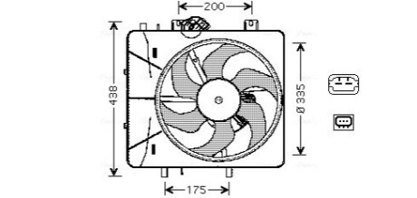 AVA CITROEN Вентилятор радіатора C2/3, Peugeot 1007/207 1.1/1.6 03- AVA COOLING CN7527