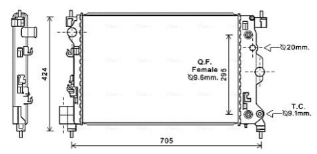 AVA CHEVROLET Радіатор охолодження двиг. (з осушувачем) AVEO 1.6 11- AVA COOLING CTA2044 (фото 1)