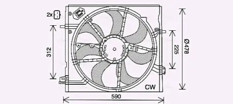 Вентилятор, система охолодження двигуна AVA COOLING DN7536 Купити в Україні