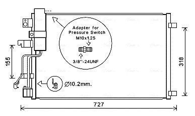 AVA NISSAN Радіатор кондиціонера (конденсатор) без осушувача QASHQAI 2.0D 07- AVA COOLING DNA5290D