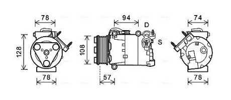 AVA FORD Компресор кондиціонера C-MAX II 2.0 TDCi 10-, GALAXY II 2.0 TDCi 06-, MONDEO IV 2.0 TDCi 07-, LAND ROVER AVA COOLING FDAK482