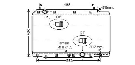 AVA HONDA Радіатор охолодження двиг. CR-V II 2.2 CTDi 05-, FR-V 2.2 i CTDi 05- AVA COOLING HD2215 (фото 1)