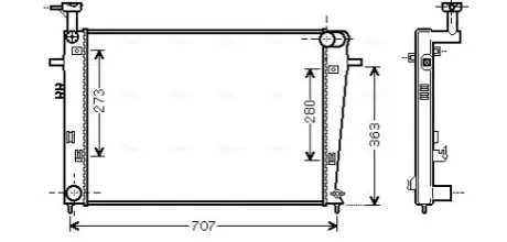 Фото 1 — Радіатор, система охолодження двигуна AVA COOLING (HY2275) Фото Радіатор, система охолодження двигуна AVA COOLING (HY2275) зображення 1