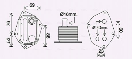 Радиатор масляный HYUNDAI ACCENT/ KIA CERATO (2004) (выр-во) AVA COOLING HY3459 (фото 1)