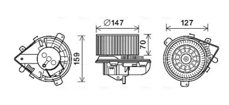 AVA CITROEN Вентилятор салону Evasion, Jumpy, Fiat Scudo, Peugeot 806, Expert 95- AVA COOLING PE8393