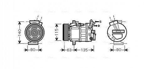 Компресор кондиціонера Renault Master III 2.3dCi 10-/Trafic 1.6 dCi 14- AVA COOLING RTAK486 (фото 1)