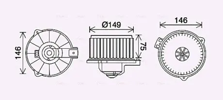 Вентилятор салону TOYOTA AVENSIS, CARINA E VI, COROLLA, COROLLA VERSO 1.4-2.4 04.92-03.09 AVA COOLING TO8735 Купити в Україні