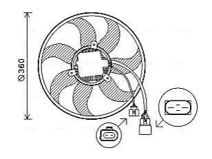AVA VW Вентилятор радиатора Audi A1/3, Caddy III, Golf V,VI, Jetta III, Passat, Touran, Skoda Fabia II, Octavia II, SuperB II, Yeti 1.6/2.0TDI AVA COOLING VN7537 Купить в Украине