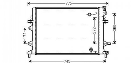 AVA Радіатор охолодження двиг. VOLKSWAGEN JETTA (10-) 1.4 TSI HYBRID (+) AVA COOLING VNA2370 (фото 1)