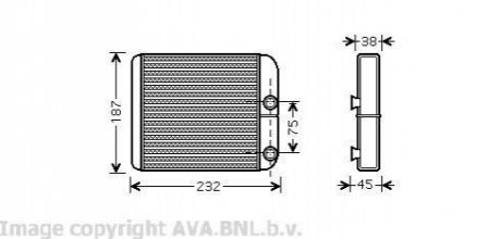 Радиатор печки AVA COOLING VO6129 (фото 1)