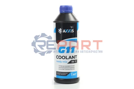 Антифриз BLUE G11 Сoolant Ready-Mix -36 ° C <> (синій) (Каністра 1кг)) Axxis AX-P999-G11B RDM1 Купити в Україні