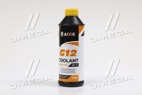 Антифриз YELLOW G12 Сoolant Ready-Mix -36°C<> (желтый) (Канистра 1кг) Axxis AX-P999-G11Ye RDM1
