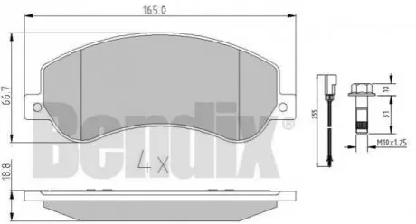 КОЛОДКИ ТОРМОЗНЫЕ FORD TRANSIT 06> ПЕРЕД Bendix 510616