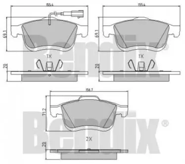 КОЛОДКИ ТОРМОЗНЫЕ FIAT DOBLO 09> ПЕРЕД 1-ДАТЧИК Bendix 510751
