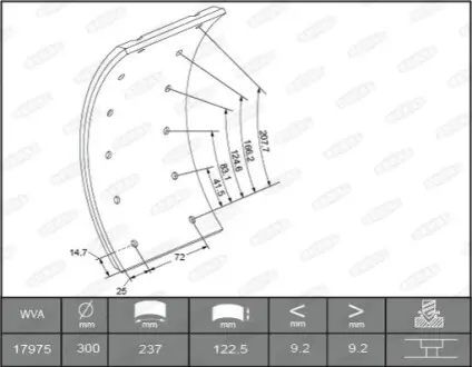 Гальмівні накладки задн (300x122. базовий) MERCEDES T2/LN1 04.86-12.94 BERAL KBL1735101561