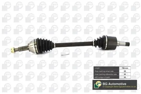 Фото Полуось Transit 2.0/2.4 00-14 Л. BGA (DS2326L) изображение 1