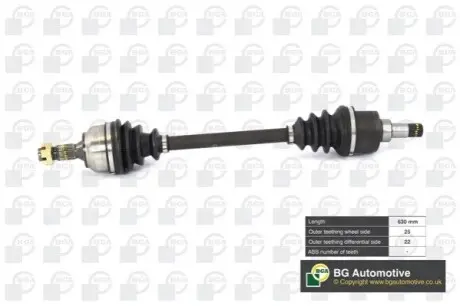 Піввісь Citroen C4/Peugeou 307 1.4/1.6i 01-10 (25/22) 630mm Л. BGA DS6724LA Купити в Україні