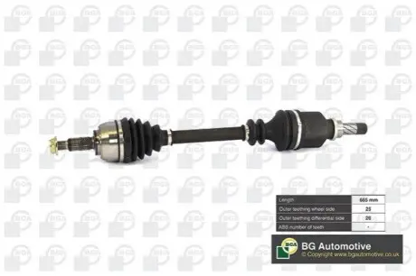 Піввісь Megane/Scenic 1.4i/1.6i/1.5dCi 03- (665mm/25z/26z) BGA DS7349L Купити в Україні