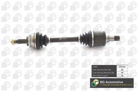 Полуось Toyota Avensis 2.0d 03-08 дв.1CD-FTV (24z/610mm) Л. BGA DS7608L