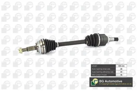 Фото Полуось Toyota Corolla 1.4/1.6 02-07 (26/23) 633mm Л. BGA (DS7610L) изображение 1