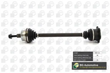 Піввісь Passat/Superb 1.9TDI/2.5TDI/2.3i/2.8i 00-05 (38/45) 633mm Пр. BGA DS9621RA Купити в Україні