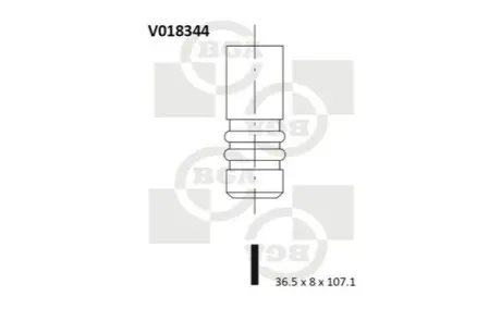 Клапан (впуск) Ford Escort/Fiesta/Mondeo/Sierra 1.8D/TD 88-02 BGA V018344 Купити в Україні