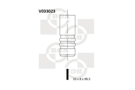 Клапан выпуск. Golf II/Passat B2/Audi 80 1.8i (33x8x98.5) BGA V033023 (фото 1)