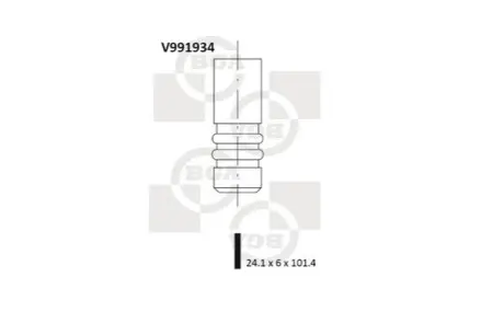 Клапан (випуск) Ford C-Max/Focus 1.4/1.6 16V 99-12 (24x6x101.4) (азотований) BGA V991934 Купити в Україні
