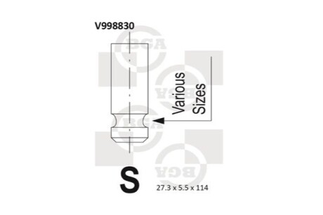 Клапан двигателя BGA V998830