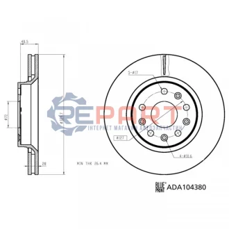Диск гальмівний передн Лів/Прав JEEP GLADIATOR, WRANGLER IV 2.0-3.6 09.17 BLUE PRINT ADA104380 Купити в Україні