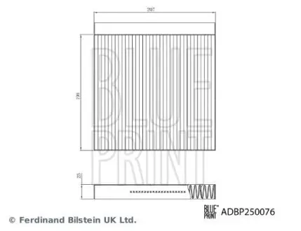 Фільтр салону MG HS 1.5/1.5H 09.18 BLUE PRINT ADBP250076