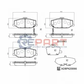 Комплект гальмівних колодок передн, SUZUKI JIMNY 1.5 07.18 BLUE PRINT ADBP420066
