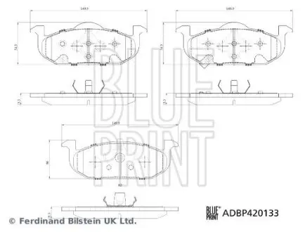 Комплект гальмівних колодок передн, MG MG 3, MG 350, MG 5 1.5 01.11 BLUE PRINT ADBP420133