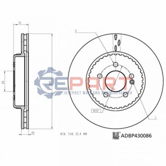 Диск гальмівний (задній) MB C-class (W205) 15- (320x24) (з покриттям) (вентил.) BLUE PRINT ADBP430086 (фото 1)